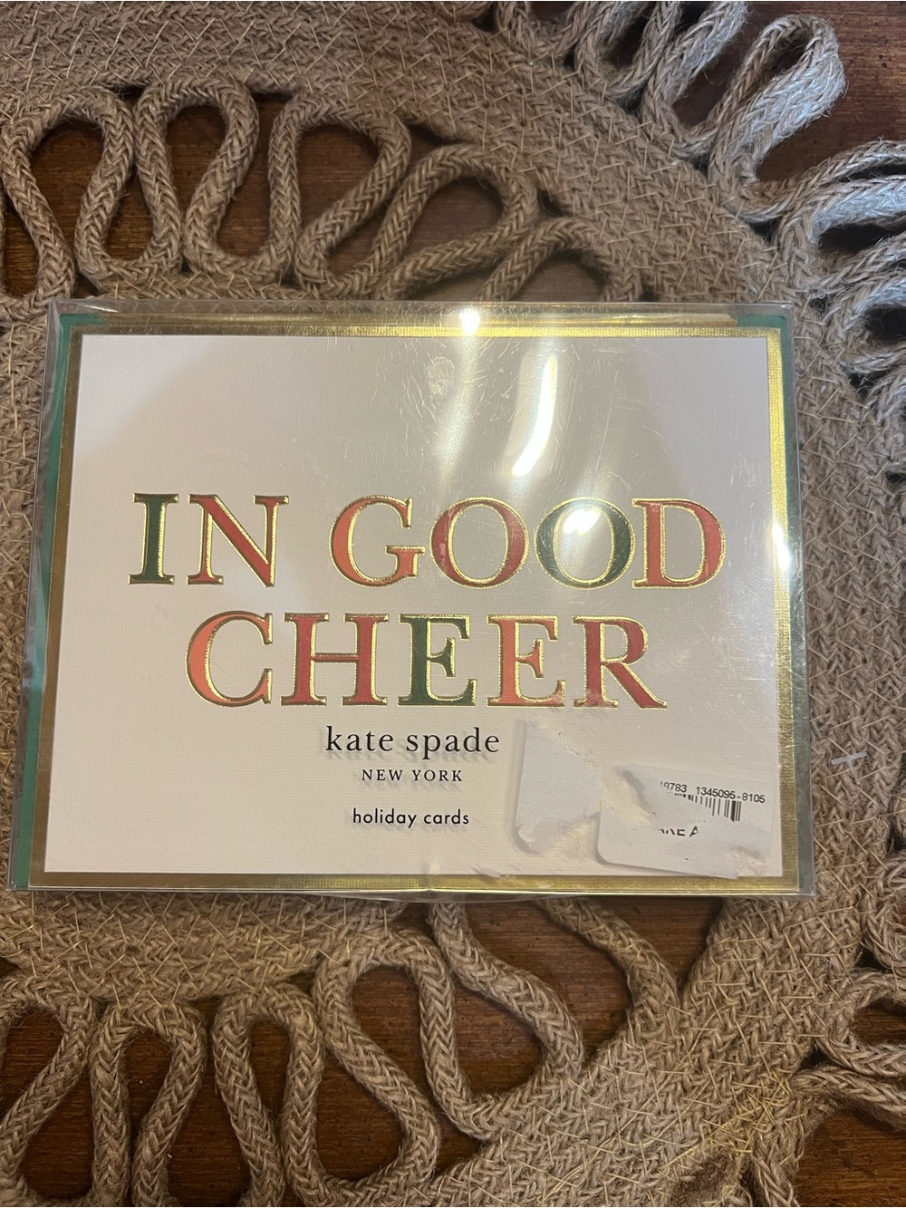 NIB Kate Spade Holiday Cards -In Good Cheer~8 Fold Over Cards 8 Lined Envelopes